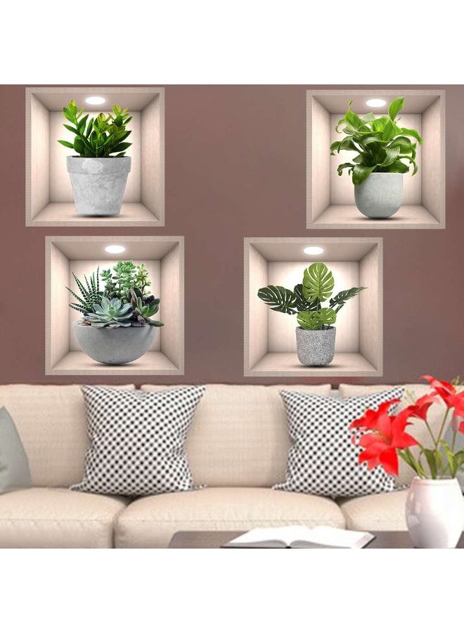 4 pieces of 30*30CM 3D green plant wall stickers, 3D three-dimensional wall stickers, suitable for living room, bedroom, kitchen decoration, removable 1-1 - Image 4